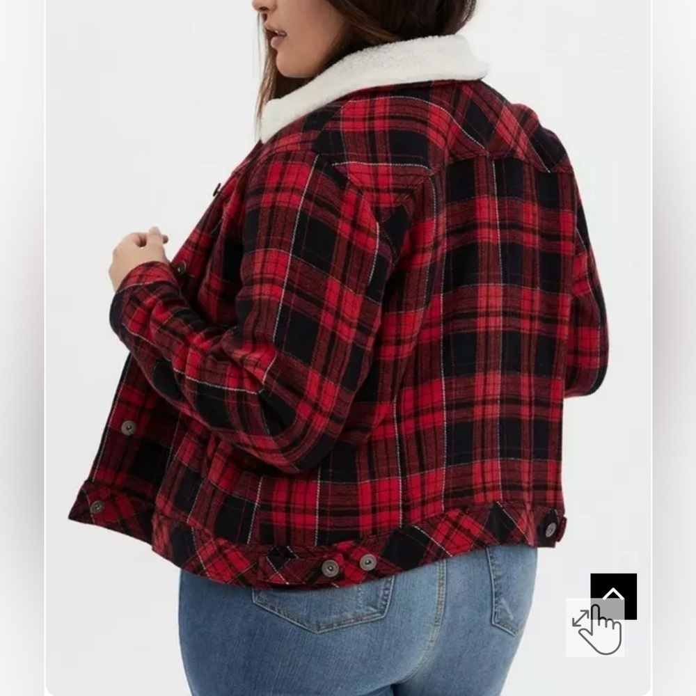 Torrid Plaid Flannel Jacket With Sherpa Collar